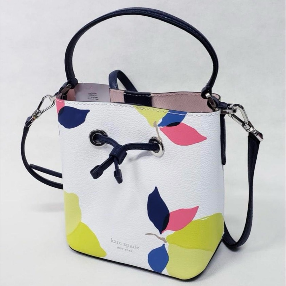 Kate Spade White and Multicolor Bucket Bag
